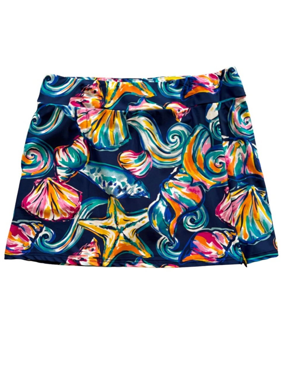Aryeh - Navy Multicolor Seashell Print Skort